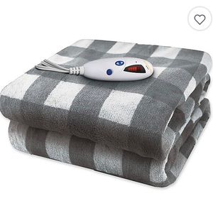 Heated Blanket - Biddeford® Velour Shepra Digital Heated Throw in White/Grey
